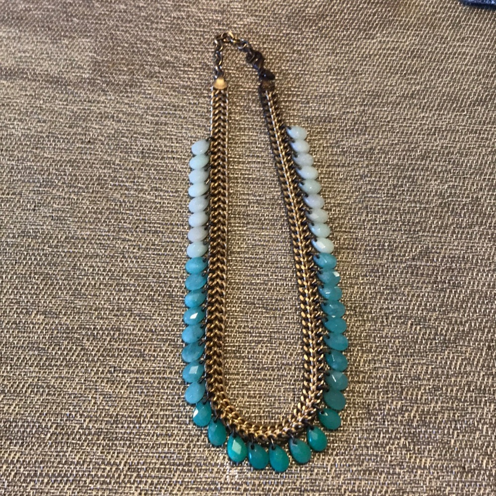 Stella & Dot Turquoise and Gold Statement Necklace